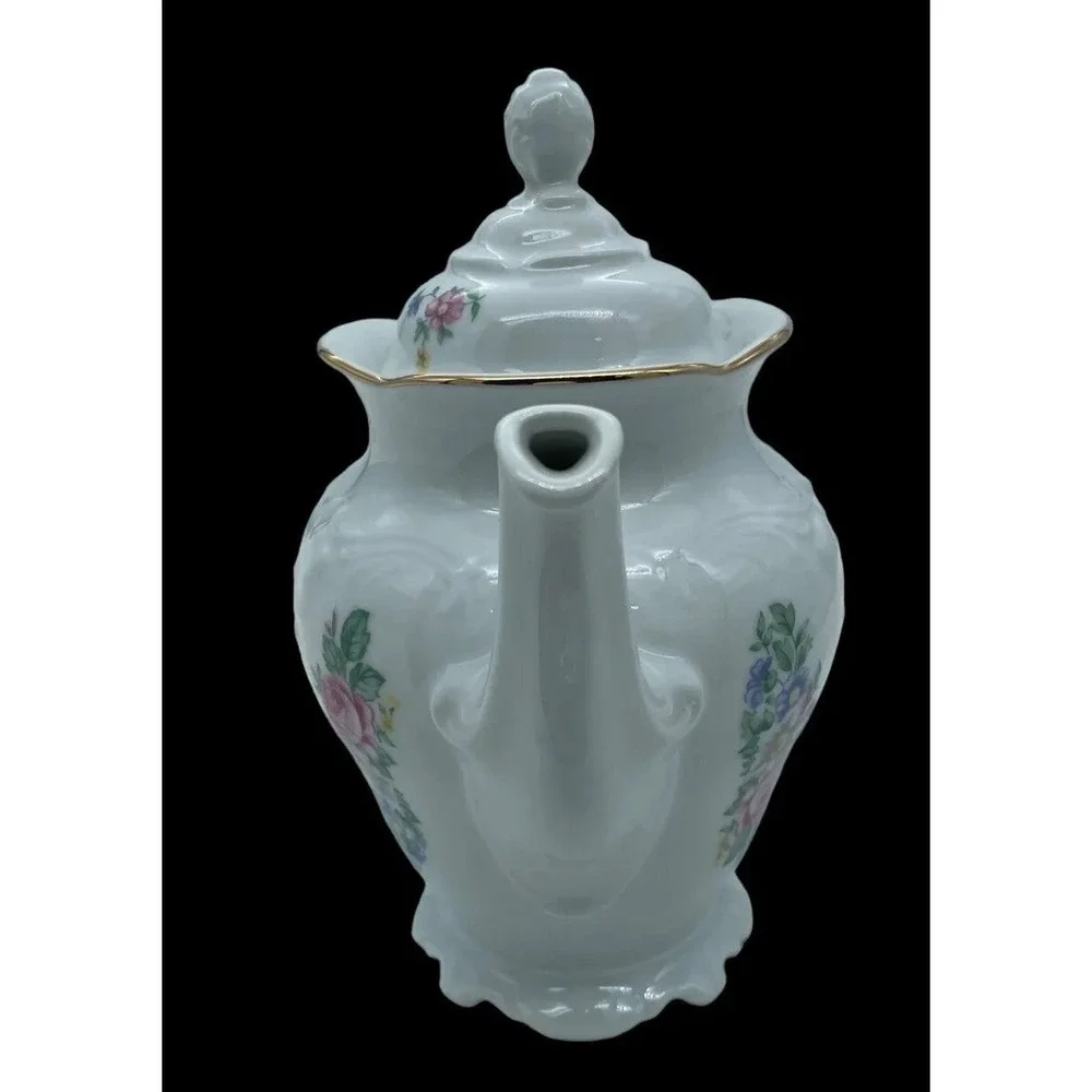 Wawel‎ Coffee /Tea Pot w/Lid White W/ Floral Pattern NW/OTs